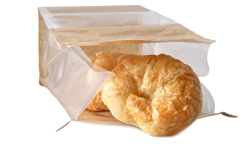 Bolsa con ventana compostable para panadería y bollería fabricada con biopolímeros compostables de INZEA